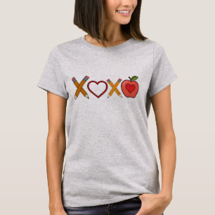 XOXO Lärare Alla hjärtans dag Penna Och Äpple T Shirt
