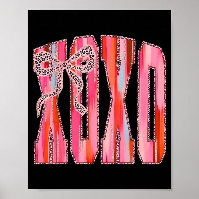 Xoxo Leopard Bow Funny Valentine's Day Coquette Nk Poster (Framsidan)
