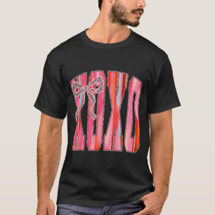 Xoxo Leopard Bow Rolig Alla Hjärtans Dag Coquette T Shirt