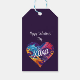 XOXO-Lila - färgad hjärt- Presentetikett