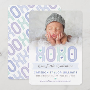 XOXO Little Valentine Photo Boy Birth-meddelande Julkort