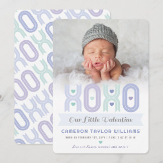 XOXO Little Valentine Photo Boy Birth-meddelande Julkort