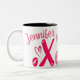 Xoxo Love Anniversary or Valentine with Name  Två-Tonad Mugg