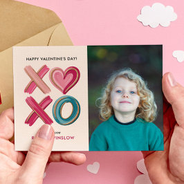 XOXO Love Brush Strokes photo classroom valentines Anteckningskort