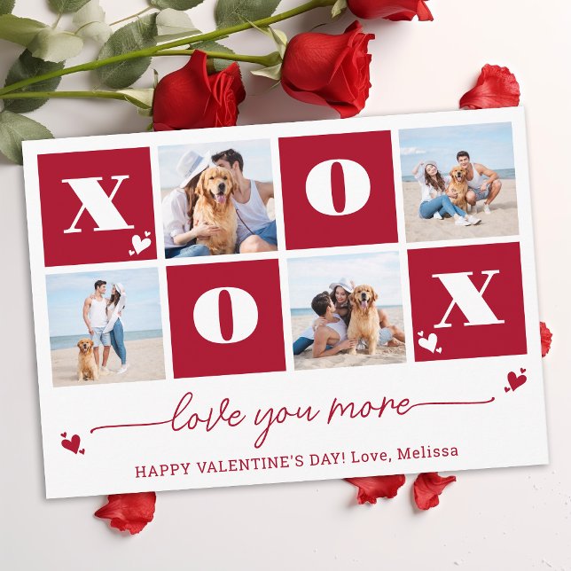 XOXO Modern 4-foto Alla hjärtans dag Julkort (Skapare uppladdad)