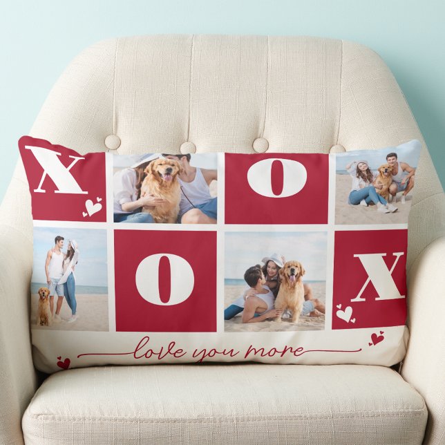 XOXO Modern 4-foto Alla hjärtans dag Lumbarkudde (Skapare uppladdad)