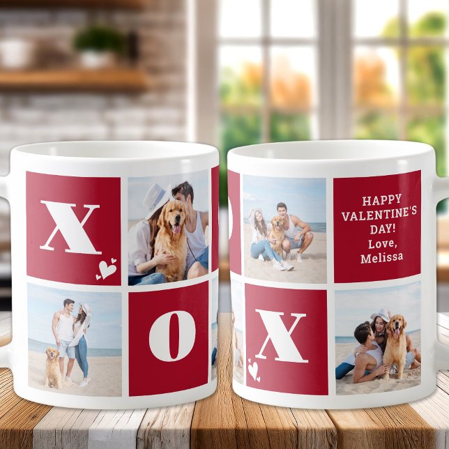 XOXO Modern 5-foto Alla hjärtans dag Kaffemugg (Skapare uppladdad)