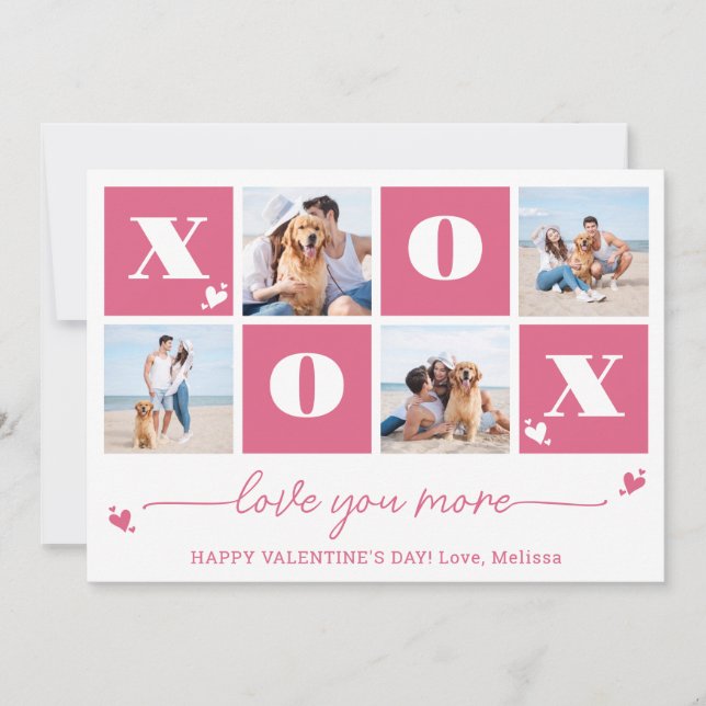 XOXO Modern fet 4 Photo Collage Valentines day Julkort (Framsida)