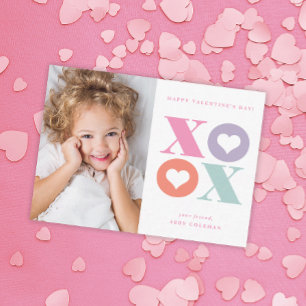 XOXO - modernt fotoklassrum valentines day-kort Anteckningskort