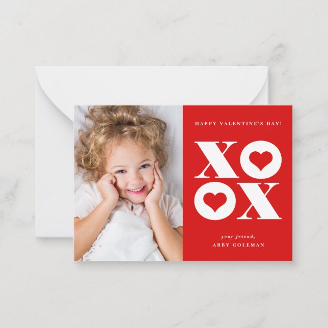XOXO modernt fotoklassrum valentinesdagskort Anteckningskort (Framsida)