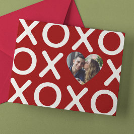 XOXO Mörkröd Foto Hjärta Kärlek Kort