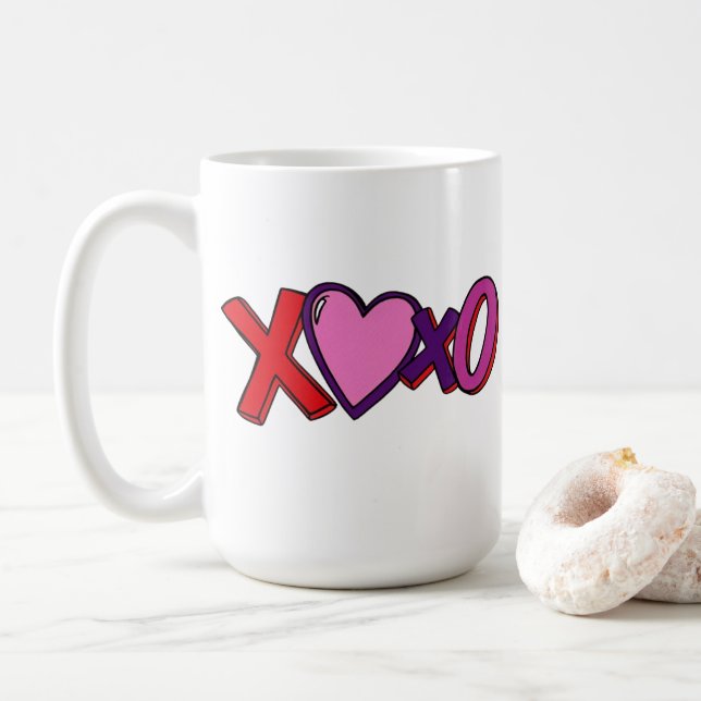 XOXO-mugg, Alla hjärtans dag-mugg, muggpresent Kaffemugg (Med munk)