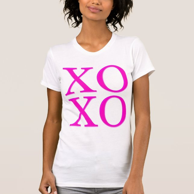 XOXO/Neon Rosa/Modern Borstskrift T Shirt (Framsida)