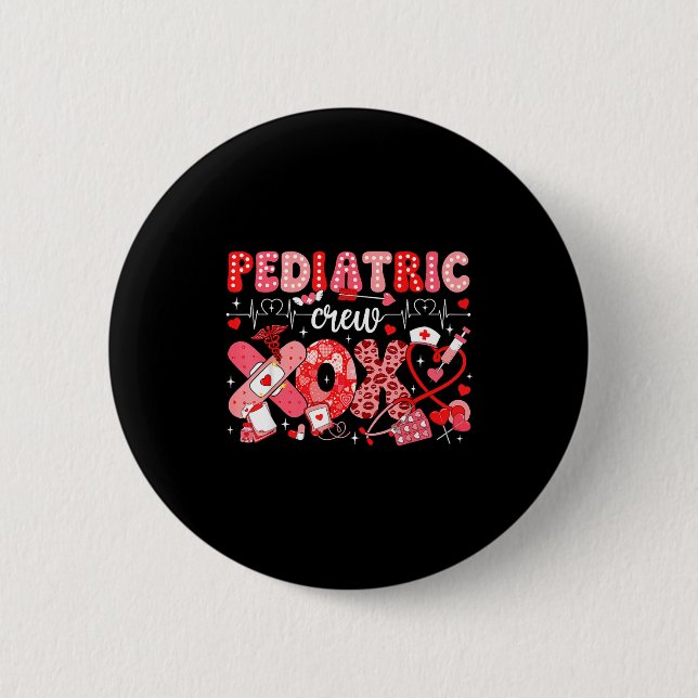 Xoxo Nurse Pediatric Crew Nurse Valentine Leopard  Knapp (Framsida)