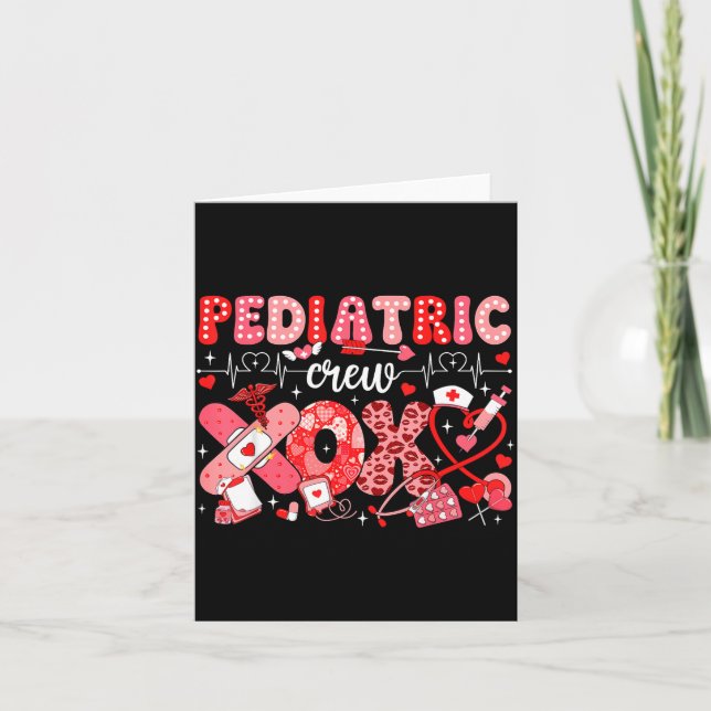 Xoxo Nurse Pediatric Crew Nurse Valentine Leopard  Kort (Framsida)