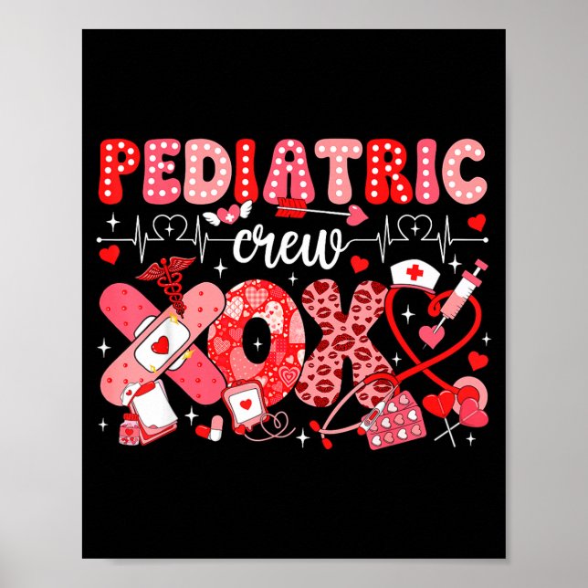 Xoxo Nurse Pediatric Crew Nurse Valentine Leopard  Poster (Framsidan)