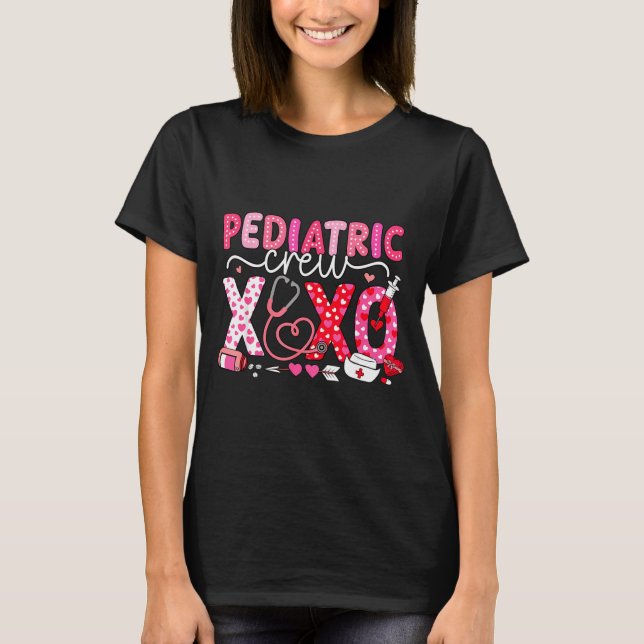 Xoxo Nurse Pediatric Crew Nurse Valentine Leopard  T Shirt (Framsida)