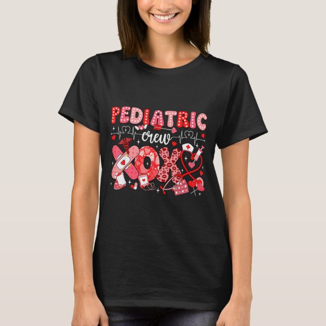 Xoxo Nurse Pediatric Crew Nurse Valentine Leopard  T Shirt (Framsida)