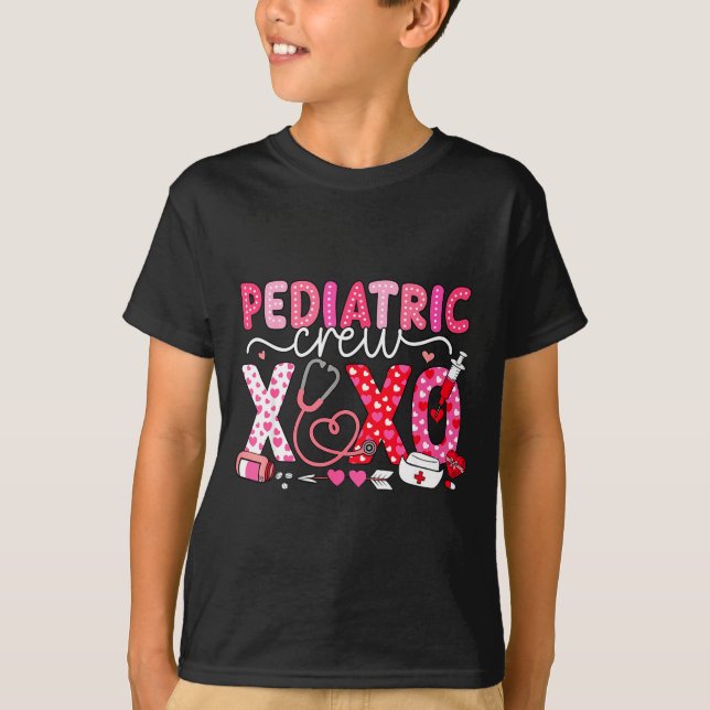 Xoxo Nurse Pediatric Crew Nurse Valentine Leopard  T Shirt (Framsida)