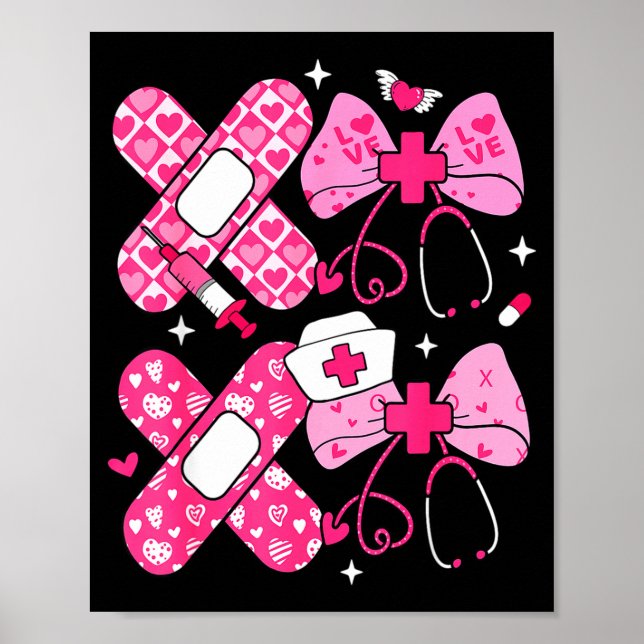 Xoxo Nurse Valentines Day Stethoscope Valentine Nu Poster (Framsidan)