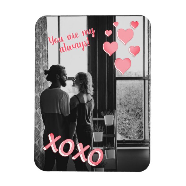 XOXO Photo Rosa Hearts Romantic Valentines day Magnet (Vertikal)