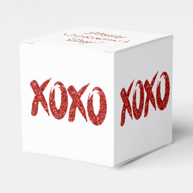 XOXO Red Glitter | Glam Brushstroke Hug och Kisses Presentaskar (Framsidan Sidan)