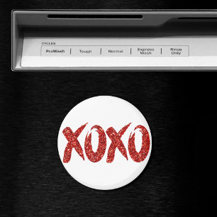 XOXO Red Glitter Trendig Modern Glam Brushstroke Magnet