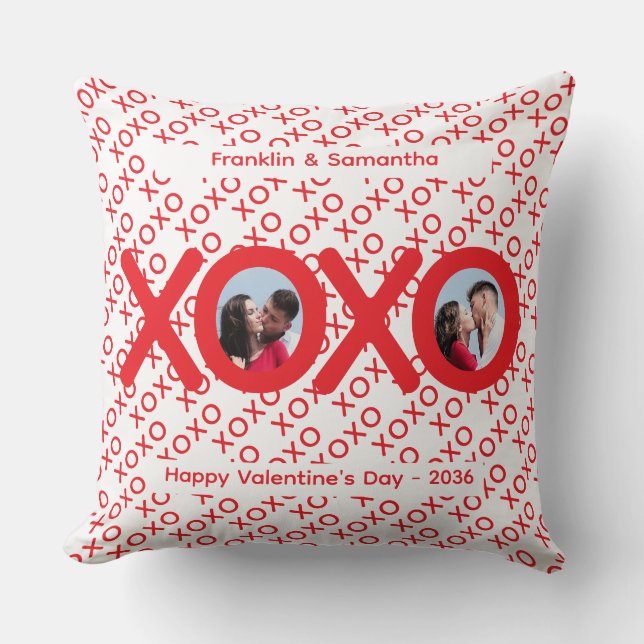 XOXO Red Valentine's Day Photo Throw Pillow Kudde (Framsida)