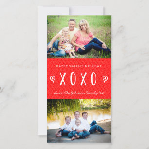 XOXO Red White Valentine Day-familjen Julkort