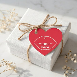 XOXO Retro Lips Red Heart Valentine Gåvor Etiketter