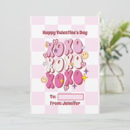 XOXO Retro Valentindagen, kontrollerad Mönster Julkort