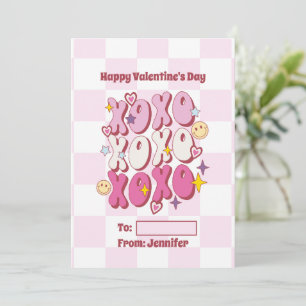 XOXO Retro Valentindagen, kontrollerad Mönster Julkort