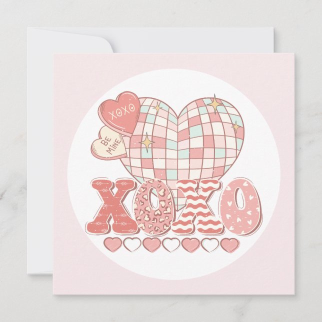Xoxo retro Valentines dagskort Kort (Framsida)