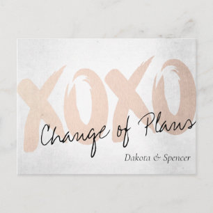 XOXO Ro Guld Brushstroke Uppskjuten Bröllop Vykort