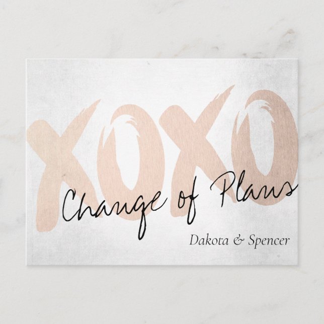 XOXO Ro Guld | Brushstroke Uppskjuten Bröllop Vykort (Framsida)