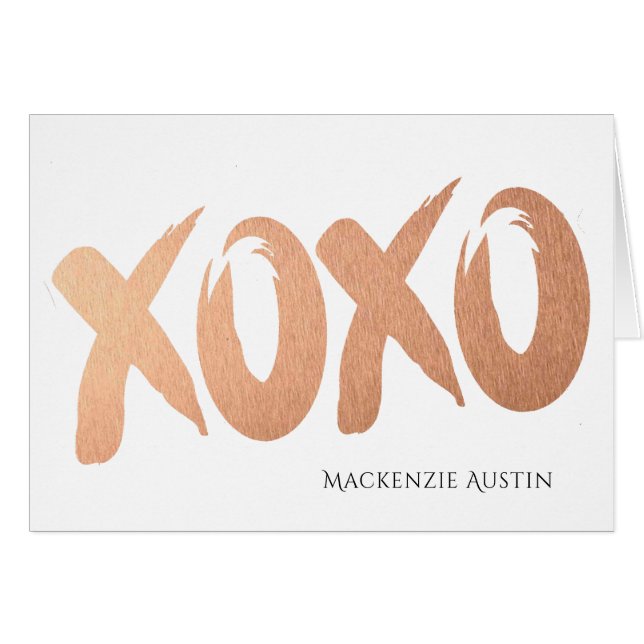 XOXO Ro Guld | Chic Glam Girly Brushstroke Kärlek Hälsningskort (Framsidan Horizontal)