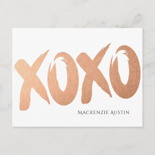 XOXO Ro Guld Chic Glam Modern Brushstroke Kärlek Vykort