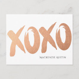 XOXO Ro Guld | Chic Glam Modern Brushstroke Kärlek Vykort