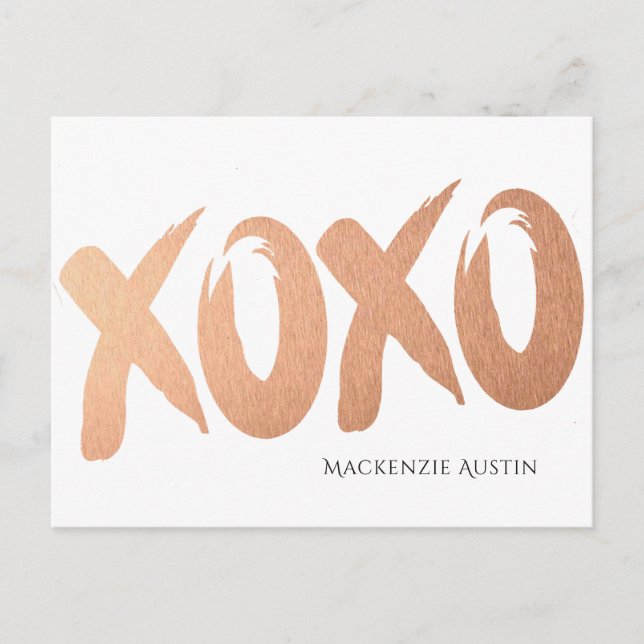 XOXO Ro Guld | Chic Glam Modern Brushstroke Kärlek Vykort (Framsida)