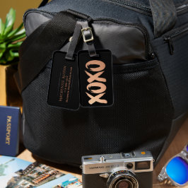 XOXO Ro Guld | Modern kopparbrushstroke Bagagebricka