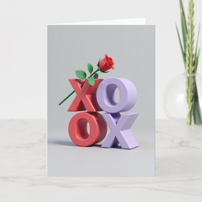 Xoxo Röd Ros Kärlekskort Kort (Framsida)