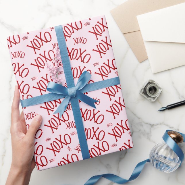 XOXO röd rosa Alla hjärtans dag Kärlek Inpacknings Presentpapper (Gifting)