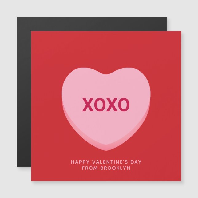 XOXO röd rosa-konversation hjärta Valentinkort (Fram/baksida)