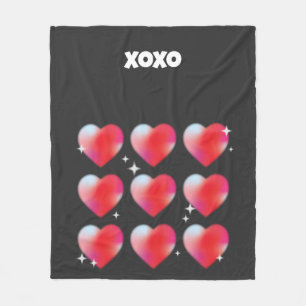 Xoxo romantic Red Hjärts valentins dag Fleecefilt