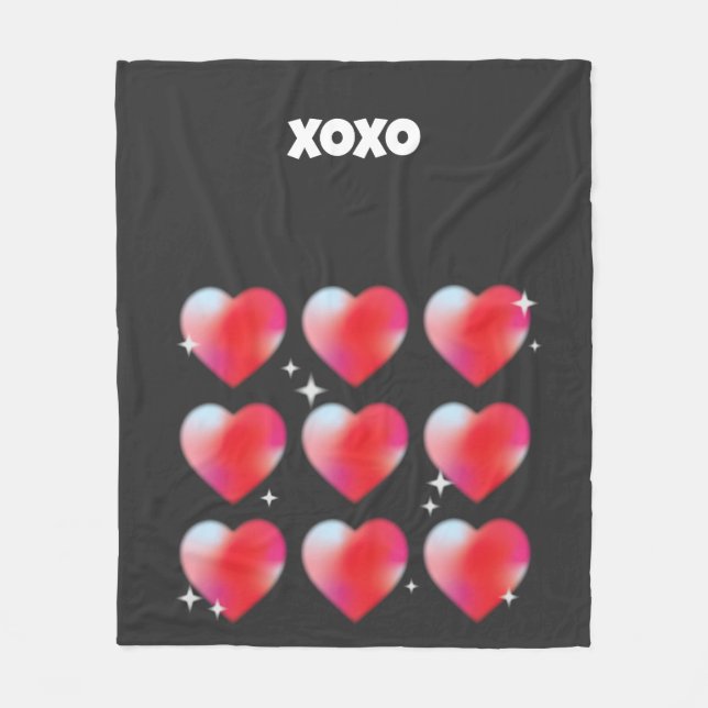 Xoxo romantic Red Hjärts valentins dag Fleecefilt (Framsidan)