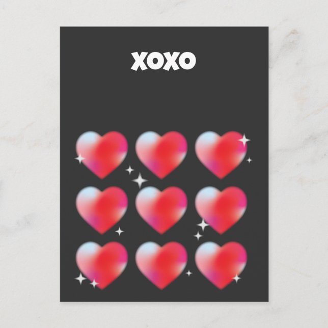 Xoxo romantic Red Hjärts valentins dag Vykort (Framsida)
