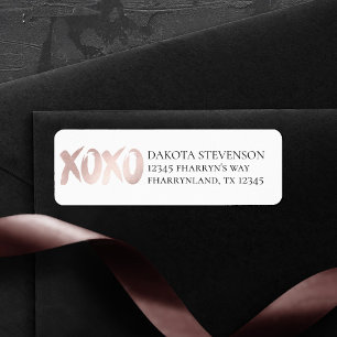 XOXO Rosa Avslappnad Brushline-adressetikett Returadress Etikett