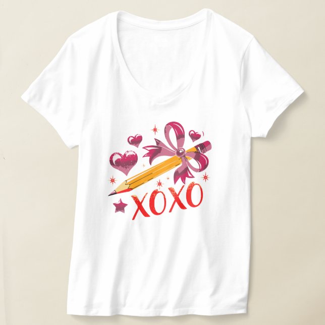 XOXO Rosa Bandpennhjärdar T Shirt (Laydown)