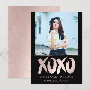 XOXO Rosa Brushstroke Valentines day Photo Julkort