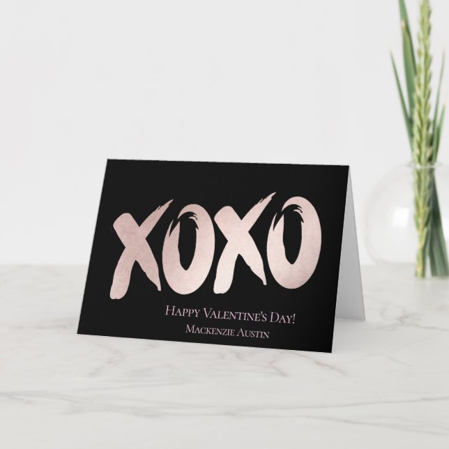 XOXO  Rosa | Chic Brushstroke Valentines day Helgkort (Framsida)